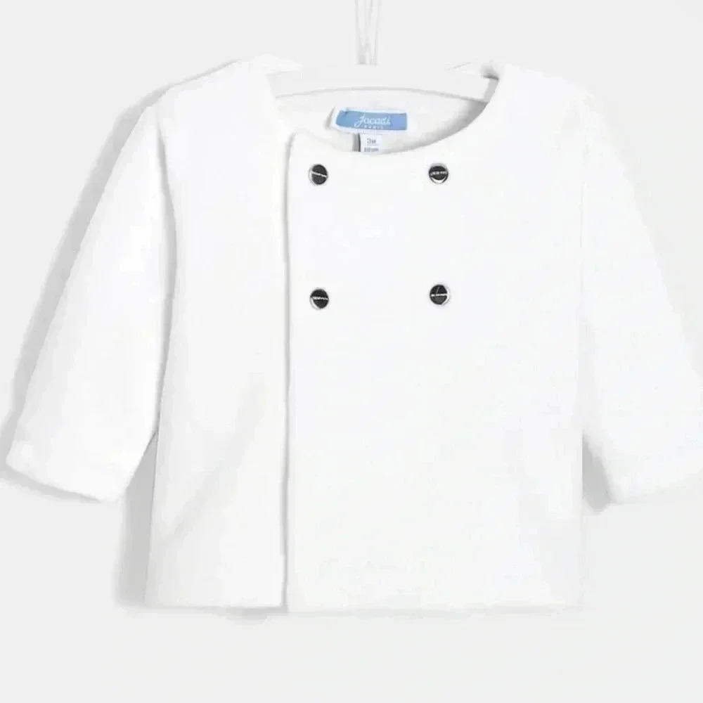 Jacadi Paris unisex white velvet cardigan 3M